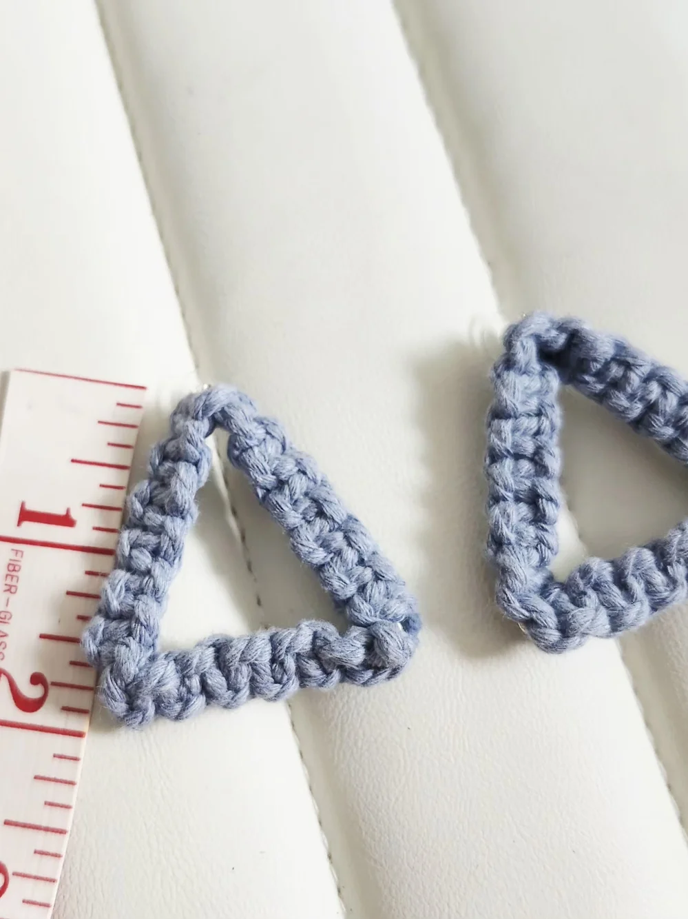 Macrame Earrings - Triangle Light Blue